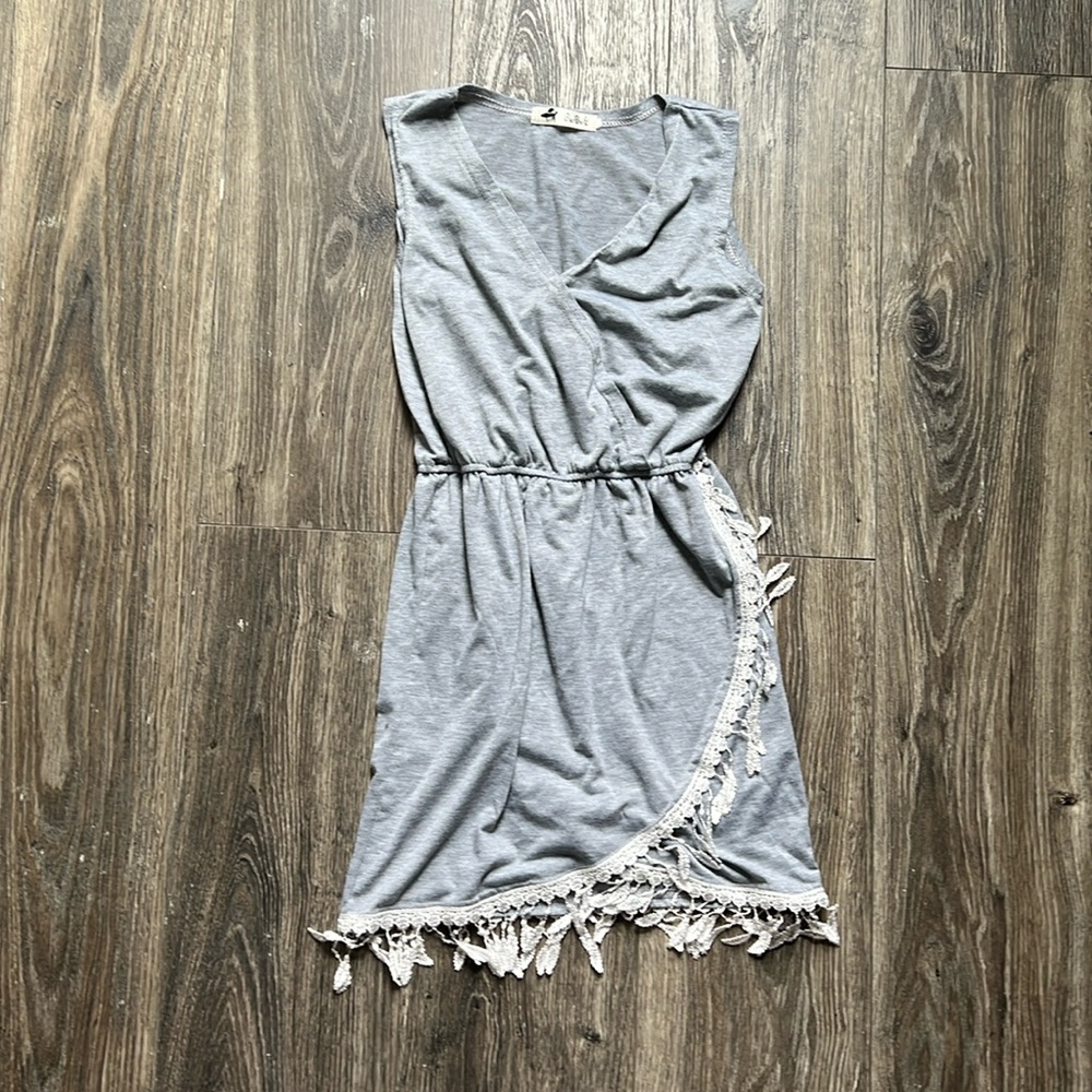 SHEIN Grey Eyelet Summer Mini Dress
